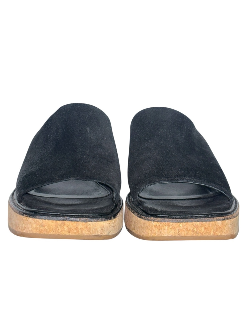 Vince Maddy-B Black Suede Cork Platform Slide Sandals Size 8.5 - Picture 9 of 14